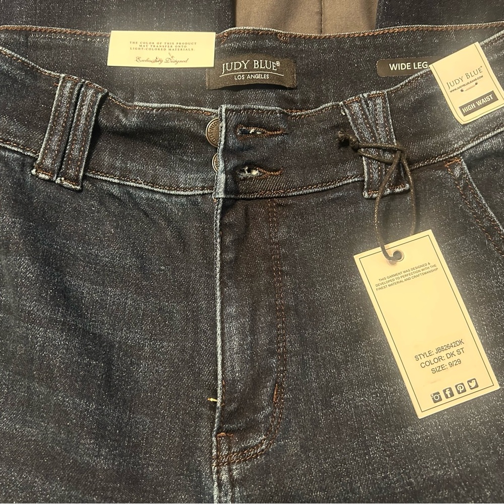 Judy Blue Women's Wide Leg Dark Blue Jeans